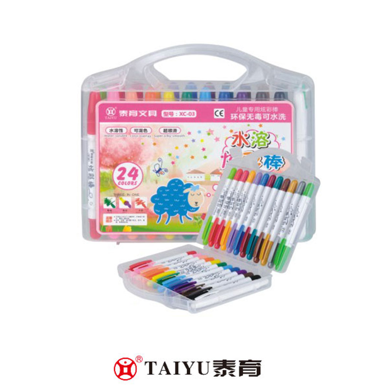 Studerende bruger farveblyant 24 farver i pp-boks Glat maling med penneholder Crayon-XC 03